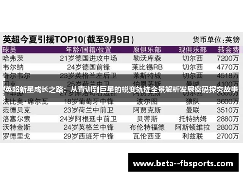 英超新星成长之路:从青训到巨星的蜕变轨迹全景解析发展密码探究故事 英超新星成长之路:从青训到巨星的蜕变轨迹全景解析发展密码探究故事